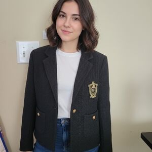 Classic Black Blazer with Gold Buttons